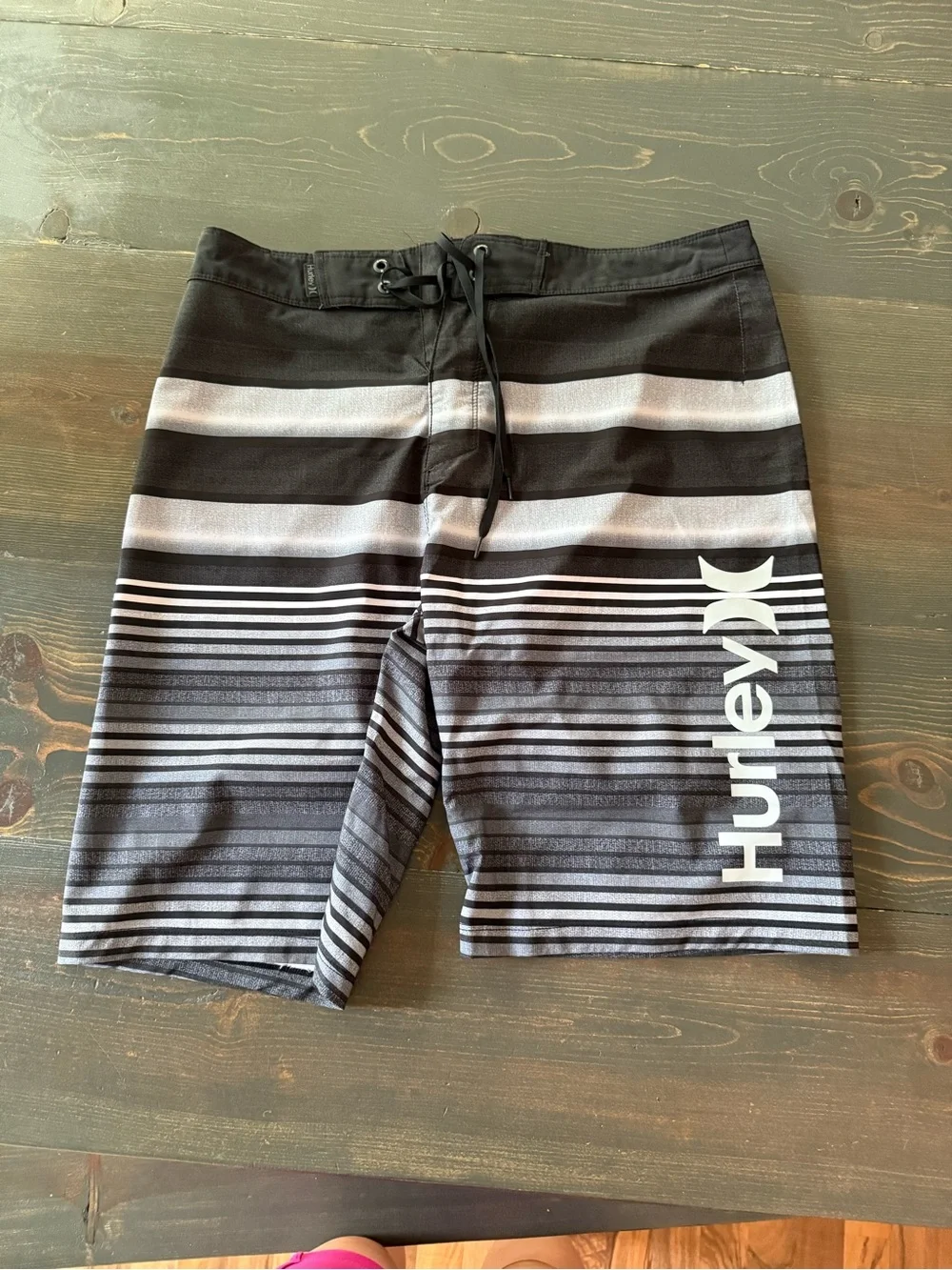 Hurley Black & Gray Gradient Stripe Board Shorts